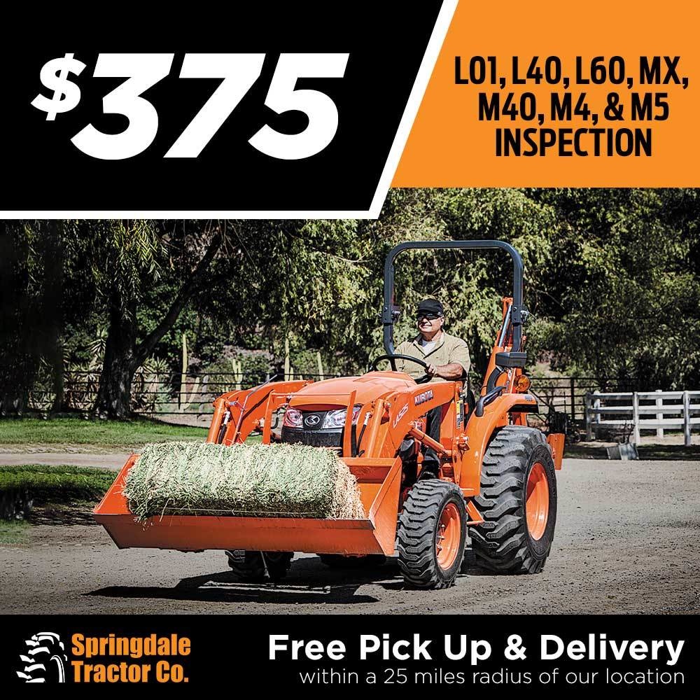$375 inspection on L01, L40, L60, MX, M40, M60, M4, & M5.