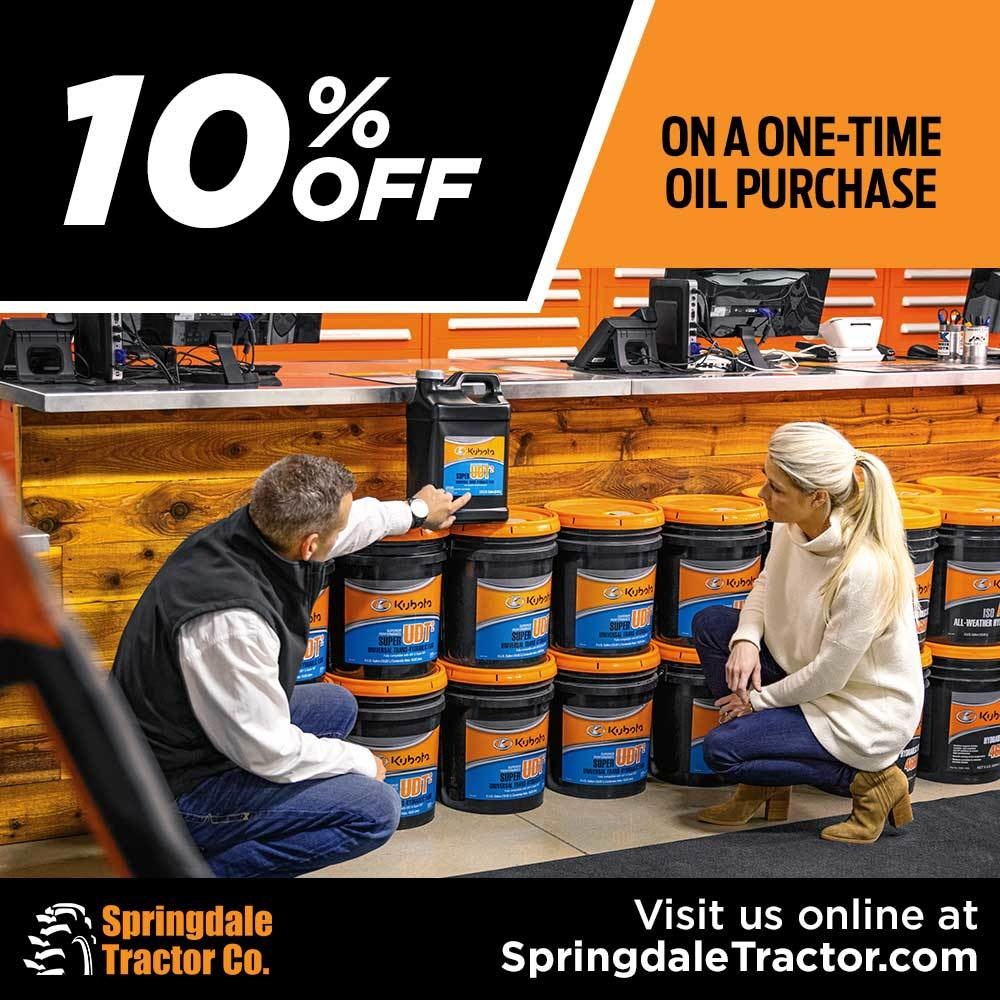 10% off a one-time oil purchase.